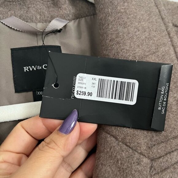🩷 RW & CO. Women's Long Double Breasted Wool Coat - Gray/Brown. Size: XXL.(1697) - Picture 7 of 12